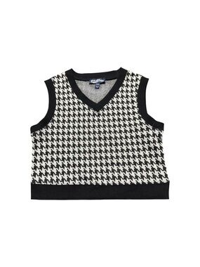Freshman 1996 Houndstooth Sweater Vest Women’s Medium Black White Preppy